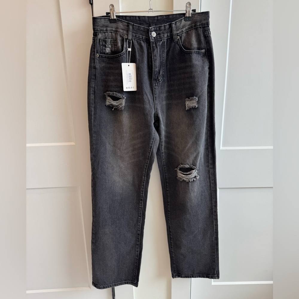 NWT Hidden Brand Skinny Wide-Leg Black Denim Jeans Size L​​​​​​